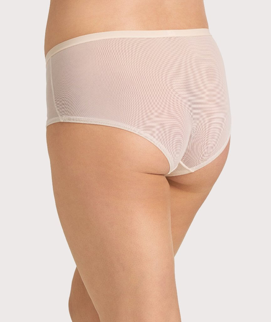 Ava & Audrey Lillian Embroidered Mesh Full Brief - Champagne
