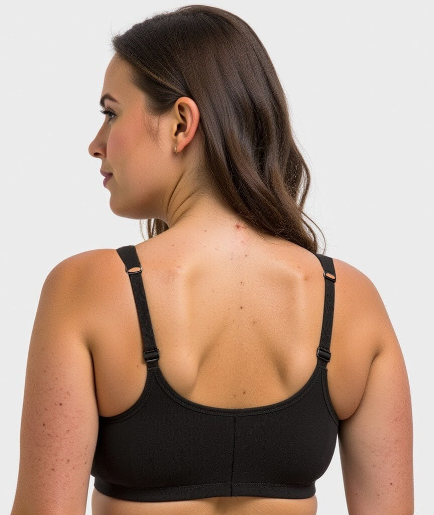 Ava & Audrey Margaret Cotton Wire-Free Front Opening Bra - Black