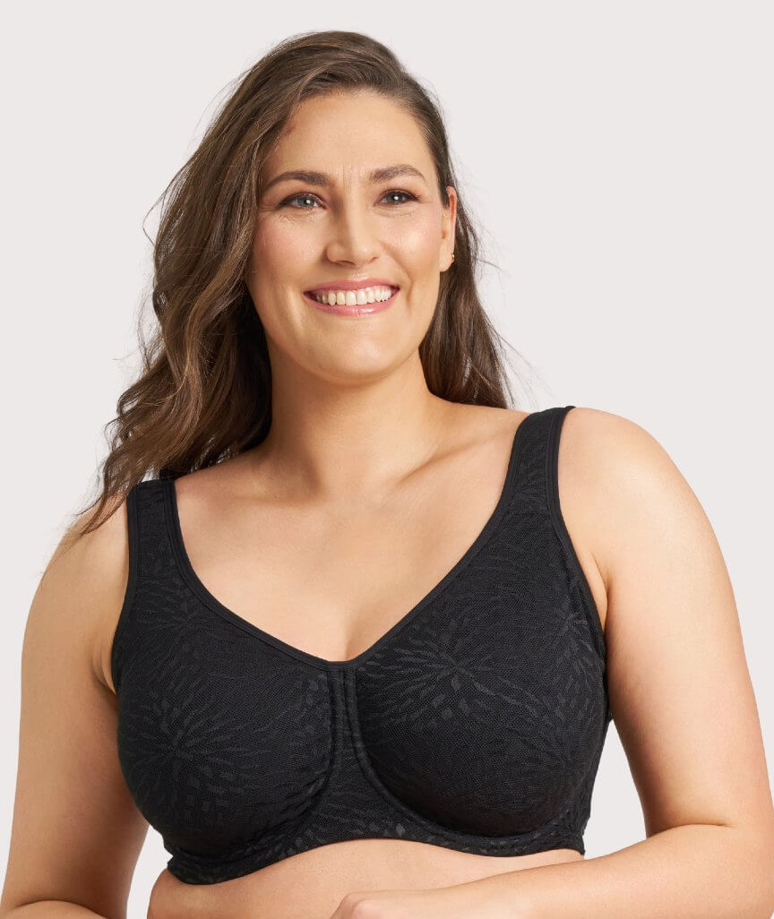 Ava & Audrey Millie Jacquard Mesh T-Shirt Underwire Bra - Black
