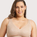 Ava & Audrey Millie Jacquard Mesh Wire-free Support Bra - Nude