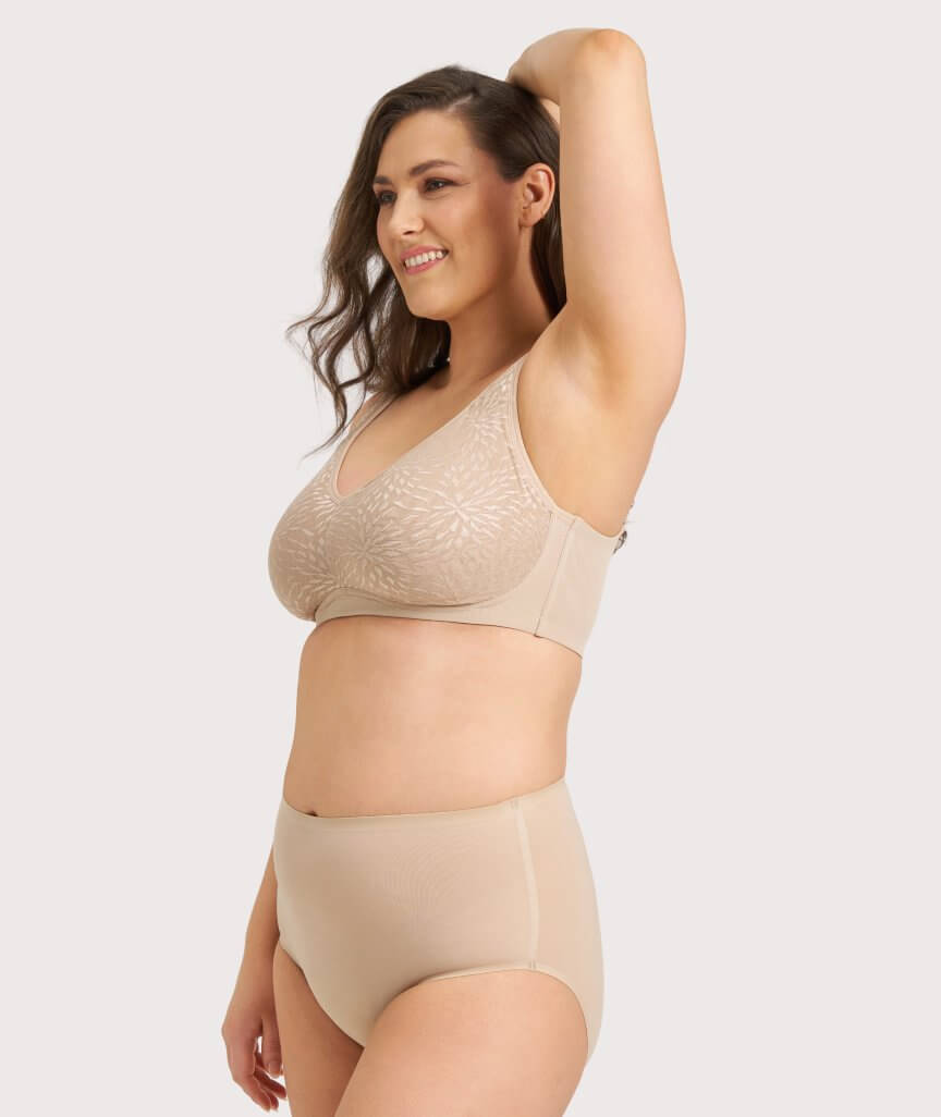 Ava & Audrey Millie Jacquard Mesh Wire-free Support Bra - Nude