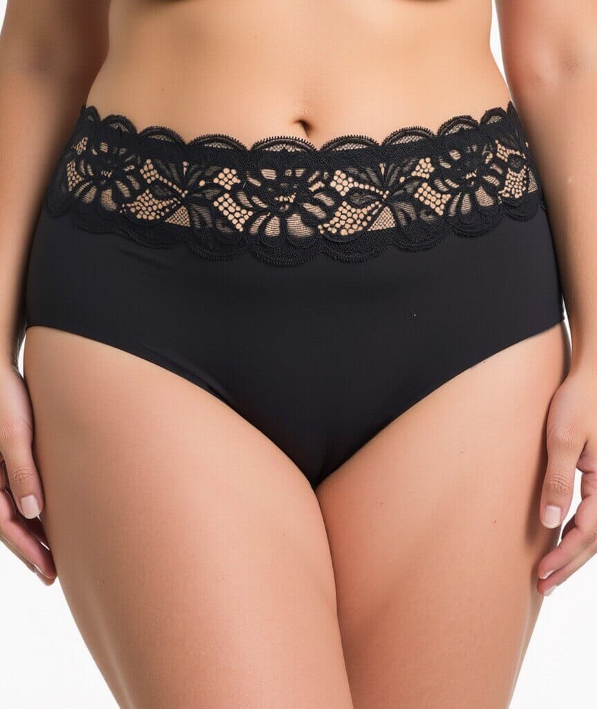 Ava & Audrey Tilly Microfibre & Lace Full Brief - Black Knickers 