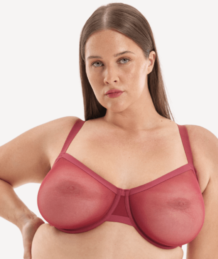 Nala Mesh Balconette Bra - Burnt Fig