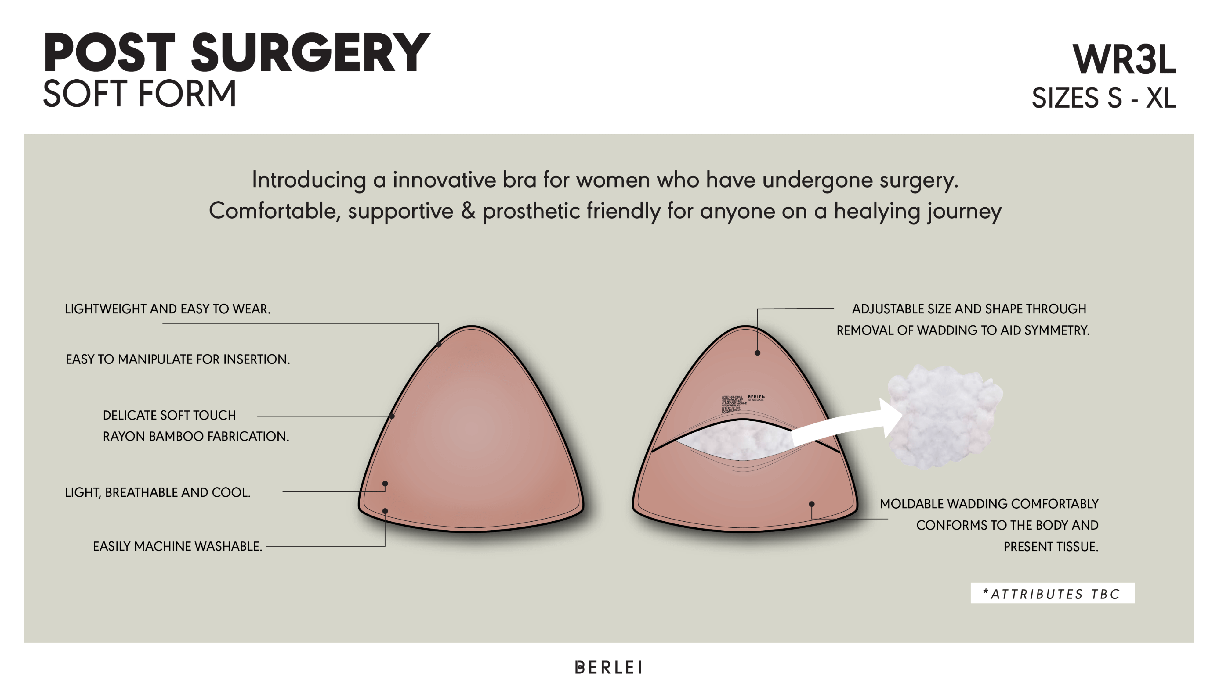 Berlei Post Surgery Soft Form Bra Insert - Nude Bra Accessories 