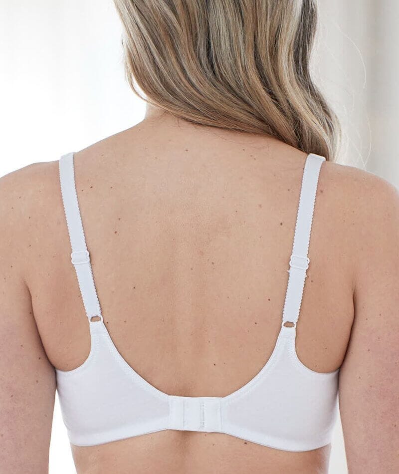 Bestform Floral Trim Wire-free Cotton Bra with Lightly Lined Cups - White Bras 