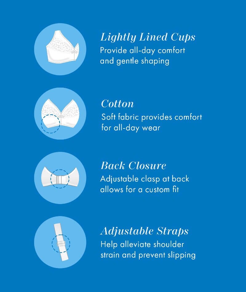 Bestform Floral Trim Wire-free Cotton Bra with Lightly Lined Cups - White Bras 