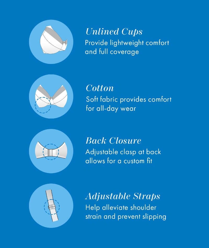 Bestform Satin Trim Wire-Free Cotton Bra With Unlined Cups - Periwinkle Blue Bras 