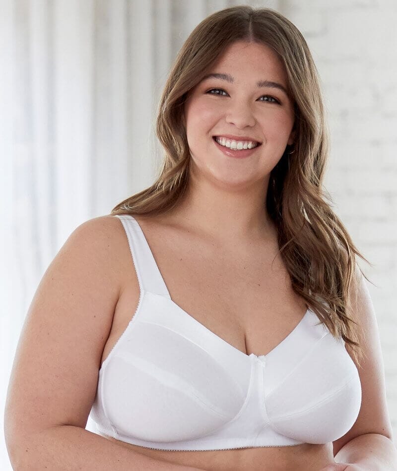 Bestform Satin Trim Wire-Free Cotton Bra With Unlined Cups - White