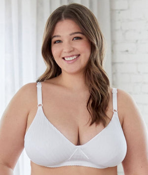 Bestform Striped Wire-free Cotton Bra with Lightly Lined Cups - White Bras 