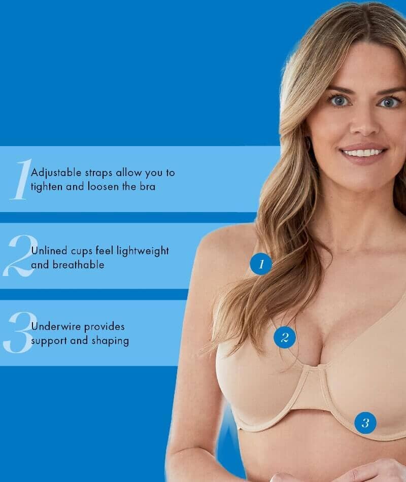 Bestform Unlined Cotton Stretch T-Shirt Bra with Underwire 2 Pack - Sand/White Bras 