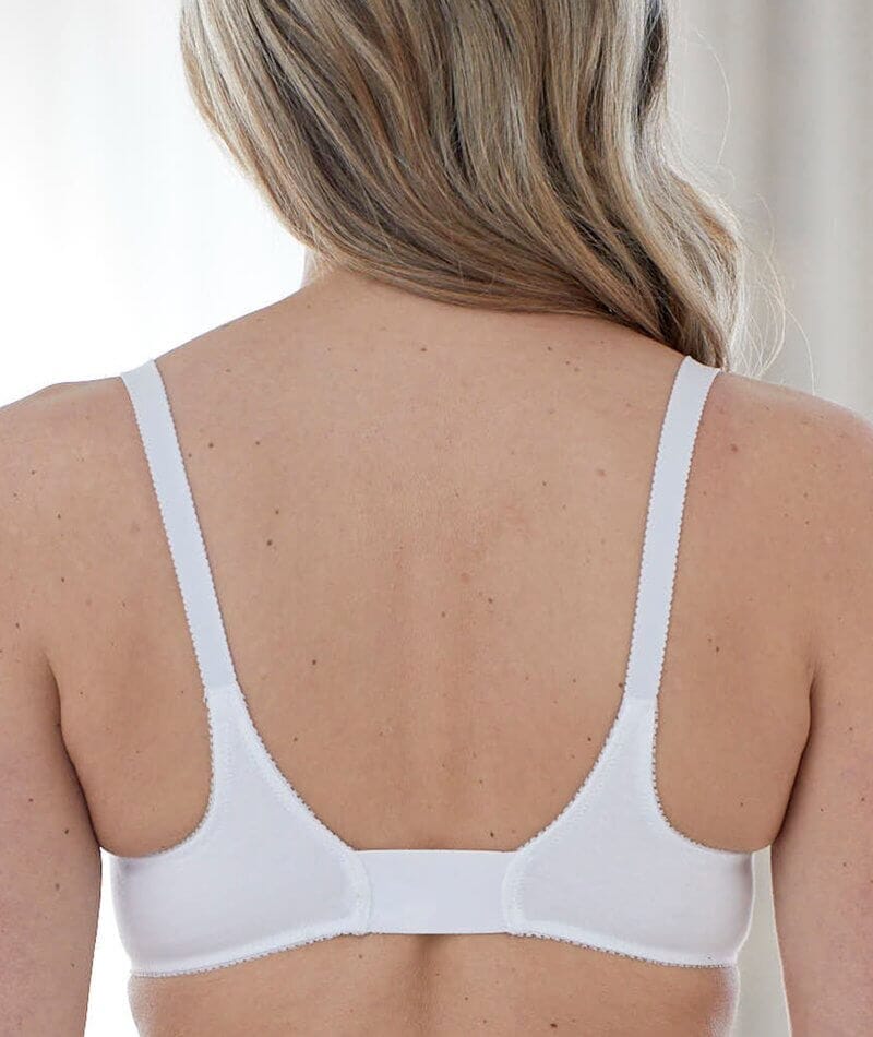 Bestform Unlined Wire-Free Cotton Bra With Front Closure - White - Curvy