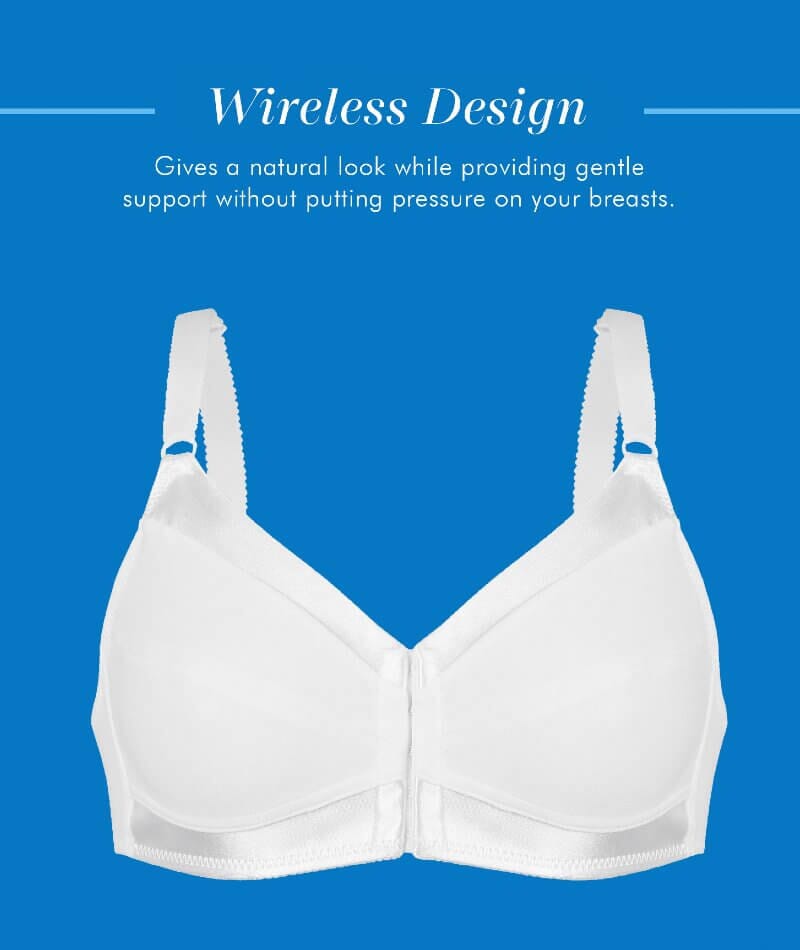 Bestform Unlined Wire-free Cotton Bra with Front Closure - White Bras 