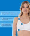 Bestform Unlined Wire-free Cotton Stretch Sports Bra with Front Closure 2 Pack - White Bras