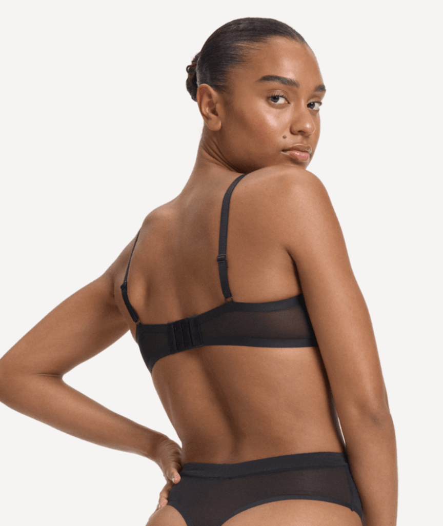 Nala Mesh Balconette Bra - Licorice
