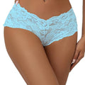 Curvy Floral Lace Brief - Blue