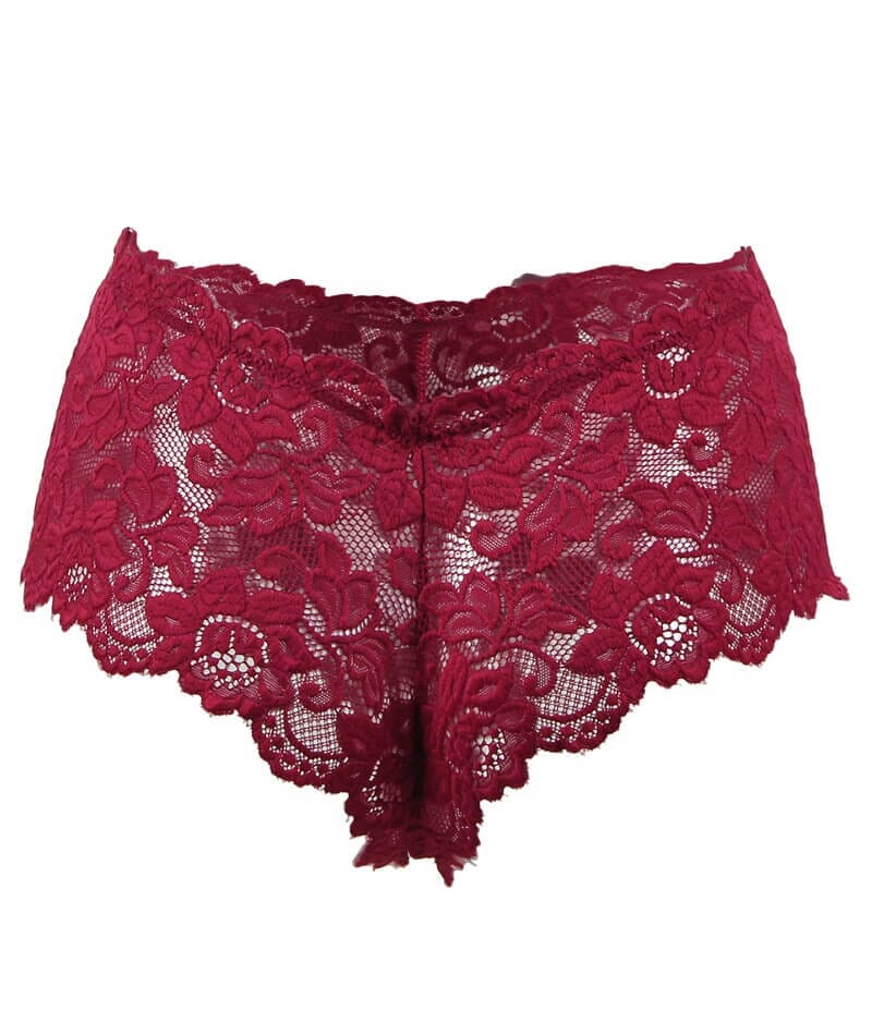 Curvy Floral Lace Brief Red Curvy - Main Image
