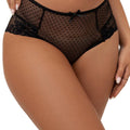Curvy High Waist Lace Strappy Brief - Black