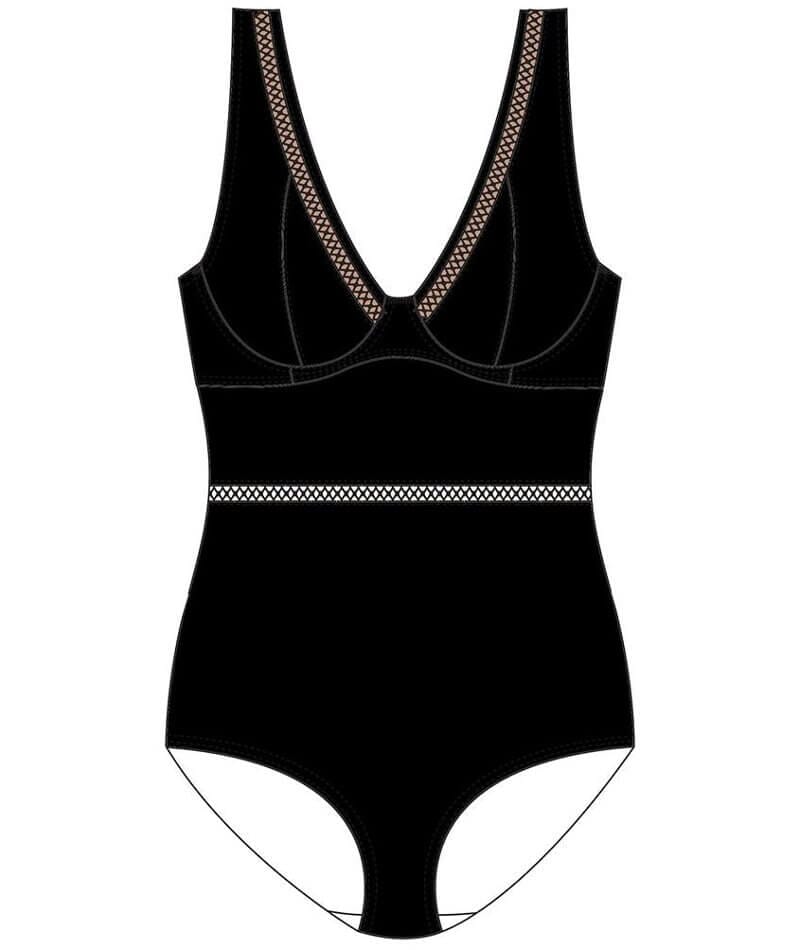 Curvy Kate First Class Plunge Swimsuit - Black Swim 