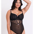 Curvy Kate Frill Me Balcony Bodysuit - Black/Pink