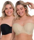 Curvy Kate Luxe Strapless Bra 2 Pack - Biscotti/Black Swatch Image