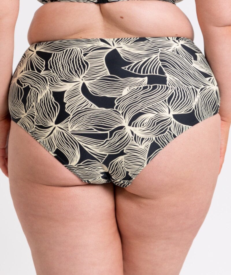 Curvy Kate Ripple Reef High Waist Bikini Brief - Black Print Swim 