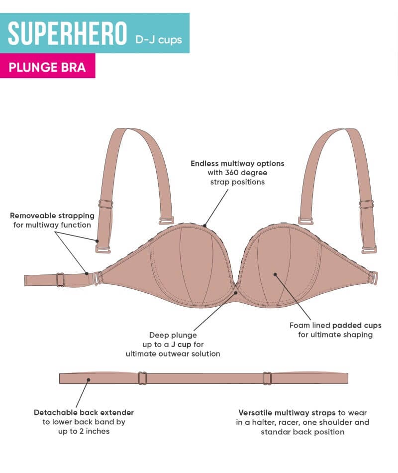 Curvy Kate Superhero Multiway Padded Plunge Bra - Latte Bras 