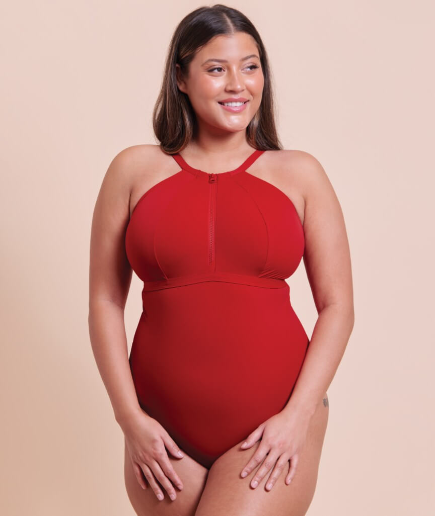 Curvy Kate Zip Tide Wire Free Multiway One Piece Swimsuit - Red
