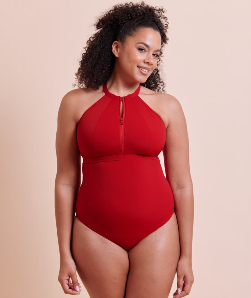 Curvy Kate Zip Tide Wire Free Multiway One Piece Swimsuit - Red