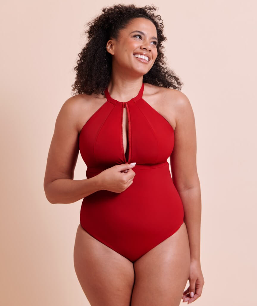 Curvy Kate Zip Tide Wire Free Multiway One Piece Swimsuit - Red
