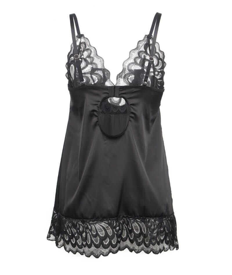 Curvy Lace Floral Babydoll - Black Babydoll / Chemise 