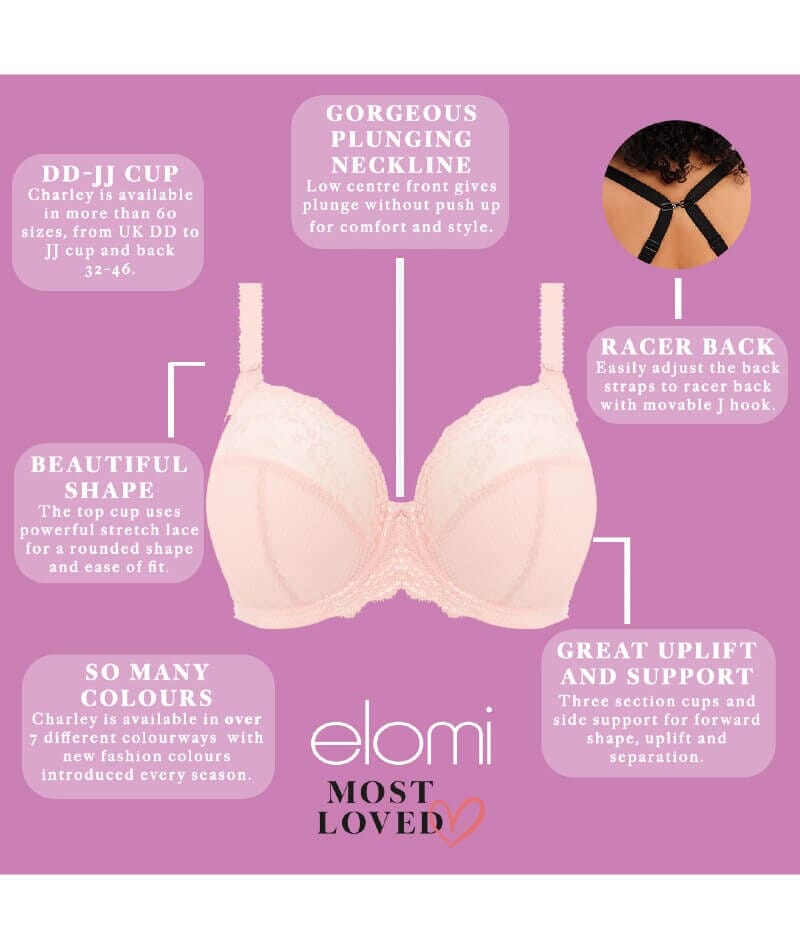Elomi Charley Underwire Stretch Plunge Bra - Ballet Pink Bras 