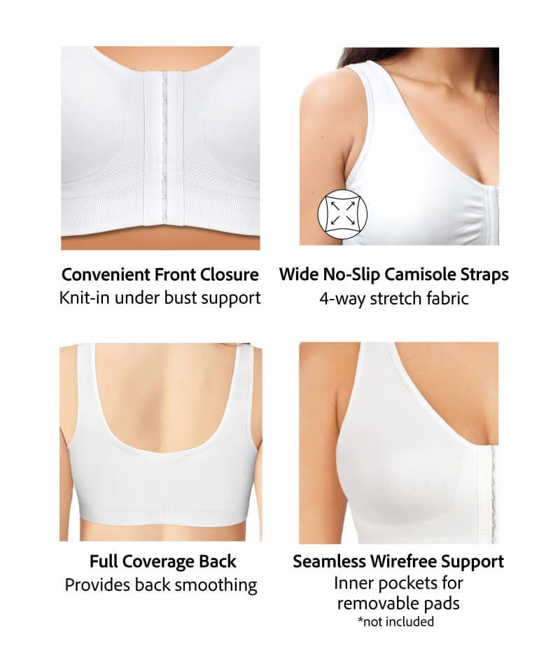 Exquisite Form Fully Seamless Wire-Free Full Coverage Bra with Front Closure - White Bras 