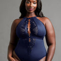 Scantilly Indulgence Stretch Lace Bodysuit - Navy Blue