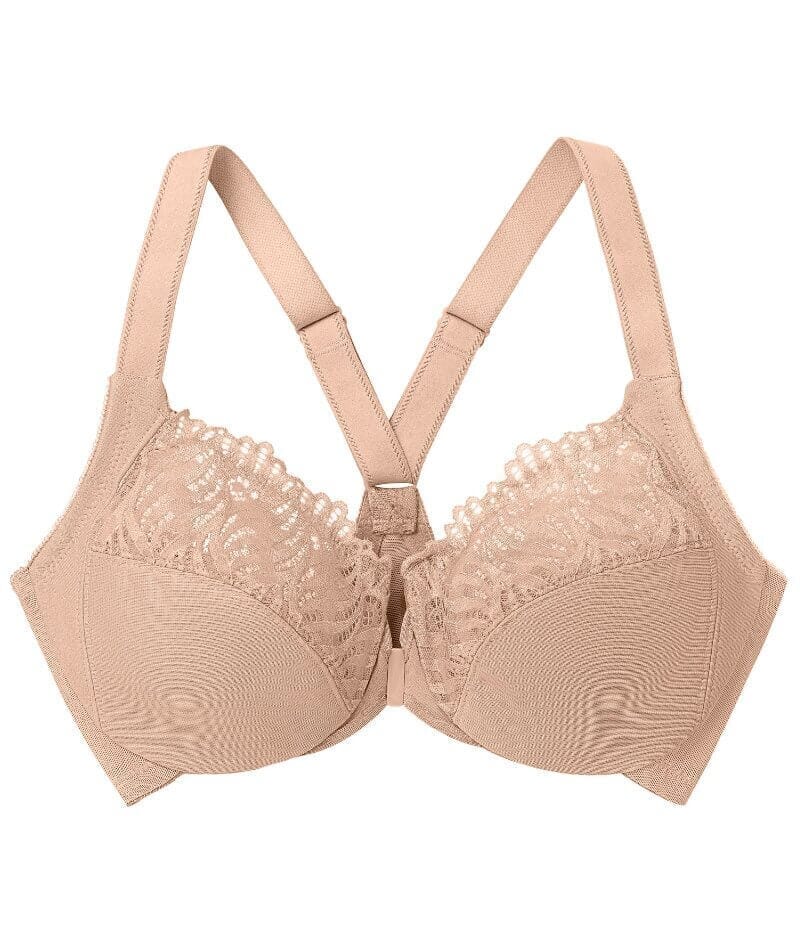 Glamorise Front-Closure T-Back WonderWire Bra 2 Pack - Black/Cafe Bras 