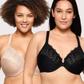 Glamorise Front-Closure T-Back WonderWire Bra 2 Pack - Black/Cafe
