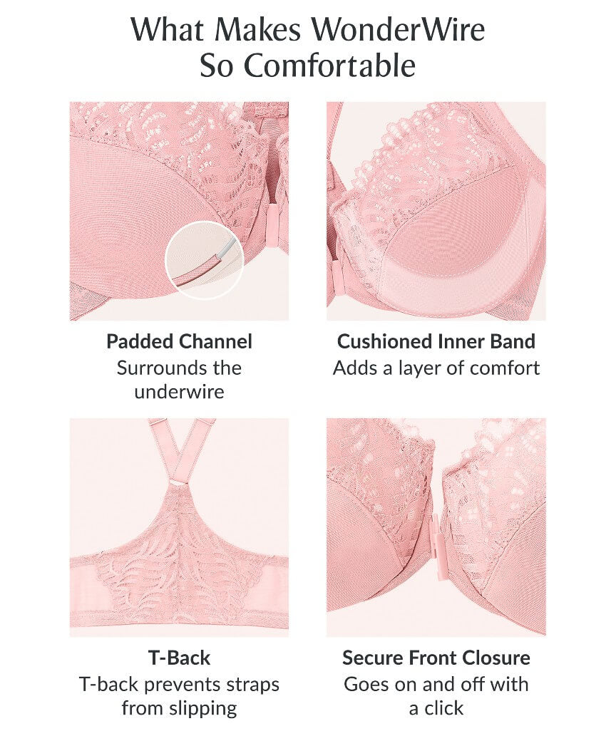Glamorise Front-Closure T-Back WonderWire Bra - Blush
