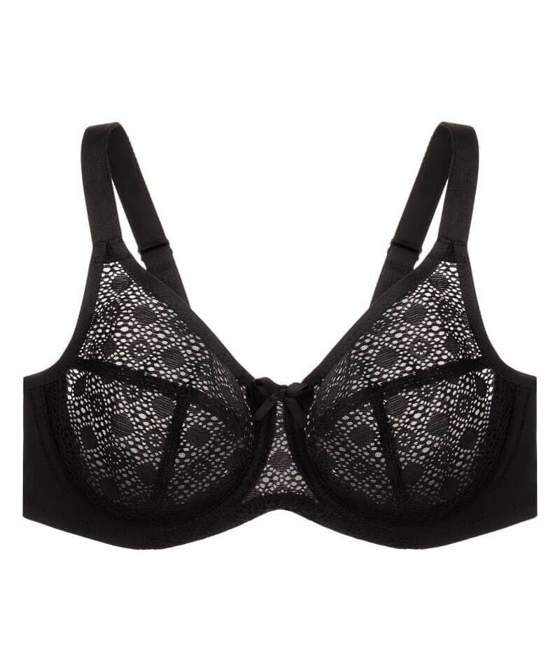 Glamorise Lace Comfort WonderWire Bra - Black Bras 