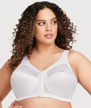 Glamorise Magiclift Front-Closure Support Wire-Free Bra - White - Curvy