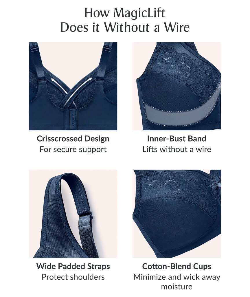 Glamorise Magiclift Minimizer Wire-Free Bra - Blue