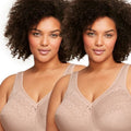 Glamorise Magiclift Moisture Control Wire-Free Bra 2 Pack - Cafe