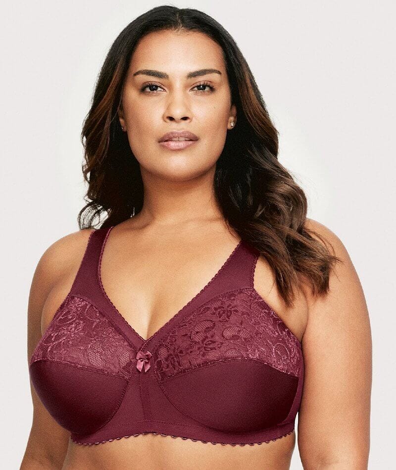 Glamorise Magiclift Original Wire-Free Support Bra - Burgundy - Curvy