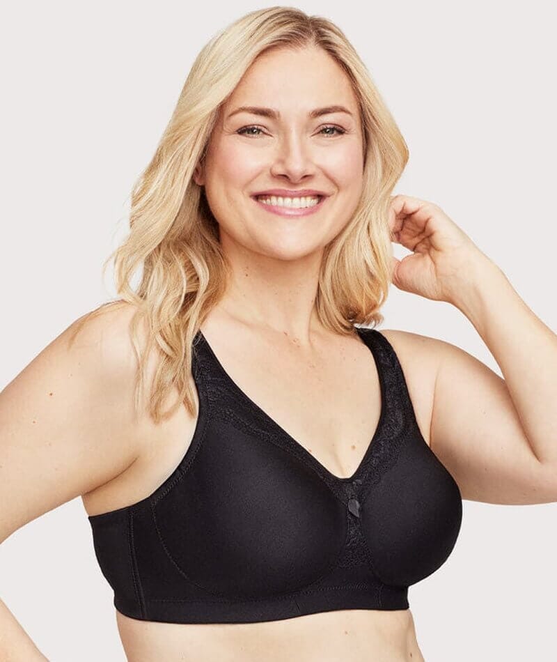 Soutien-gorge Sans Armatures Glamorise - Noir, Bonnet 130J, Coton Douillet