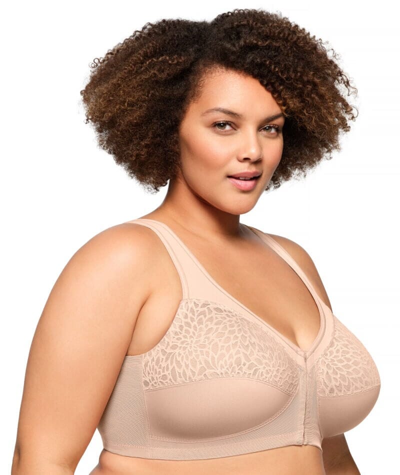 Glamorise MagicLift Wire-Free Front-Closure Racerback Bra - Cafe Bras 