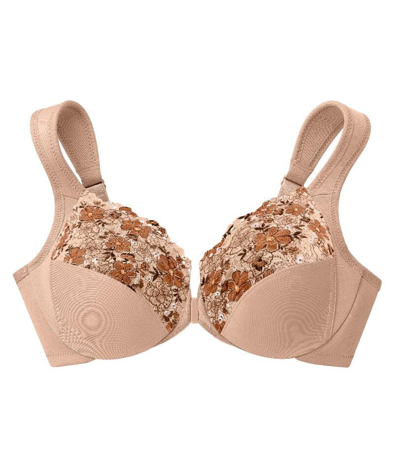 Glamorise WonderWire Front-Closure Bra - Cafe Print Bras 