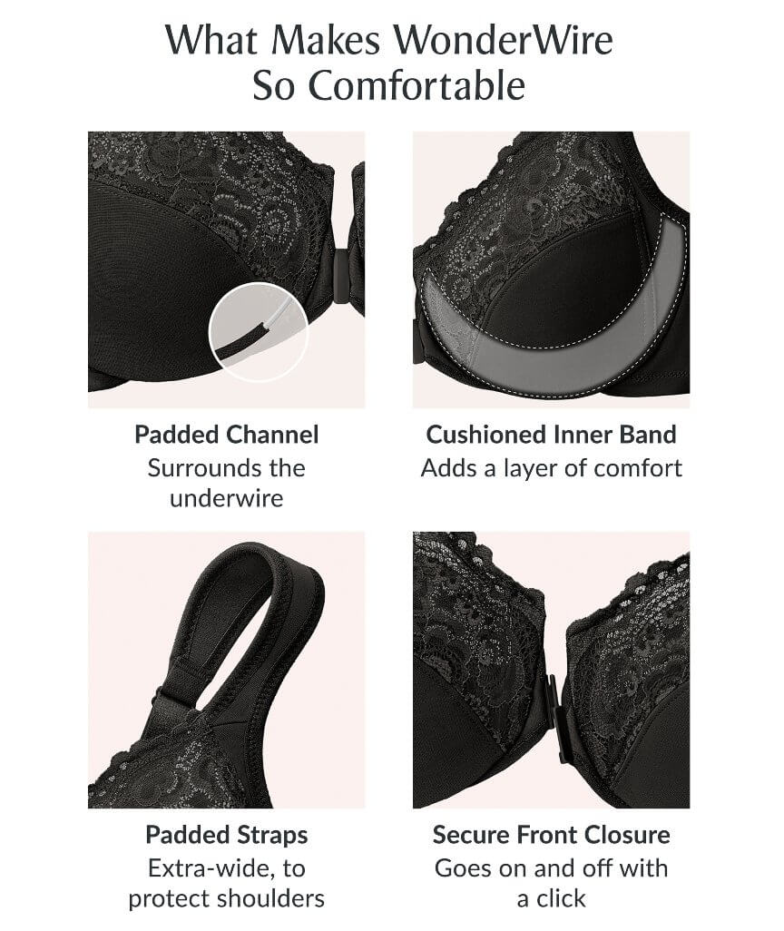 Glamorise WonderWire Front-Closure Bra - Cafe Print