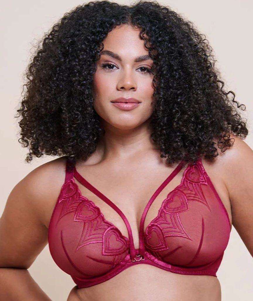 Curvy Kate Heartstopper High-Apex Deep Plunge Bra - Sangria