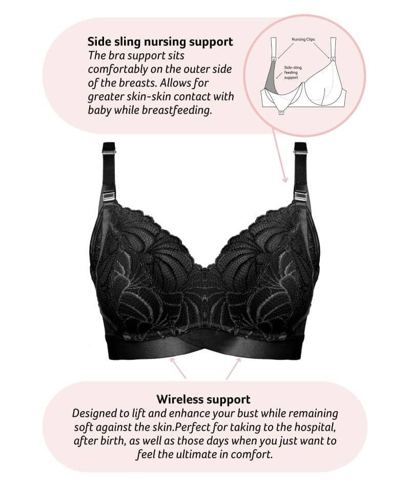 Hotmilk Warrior 2.0 Multifit Wire-Free Nursing Bra - Black Bras 
