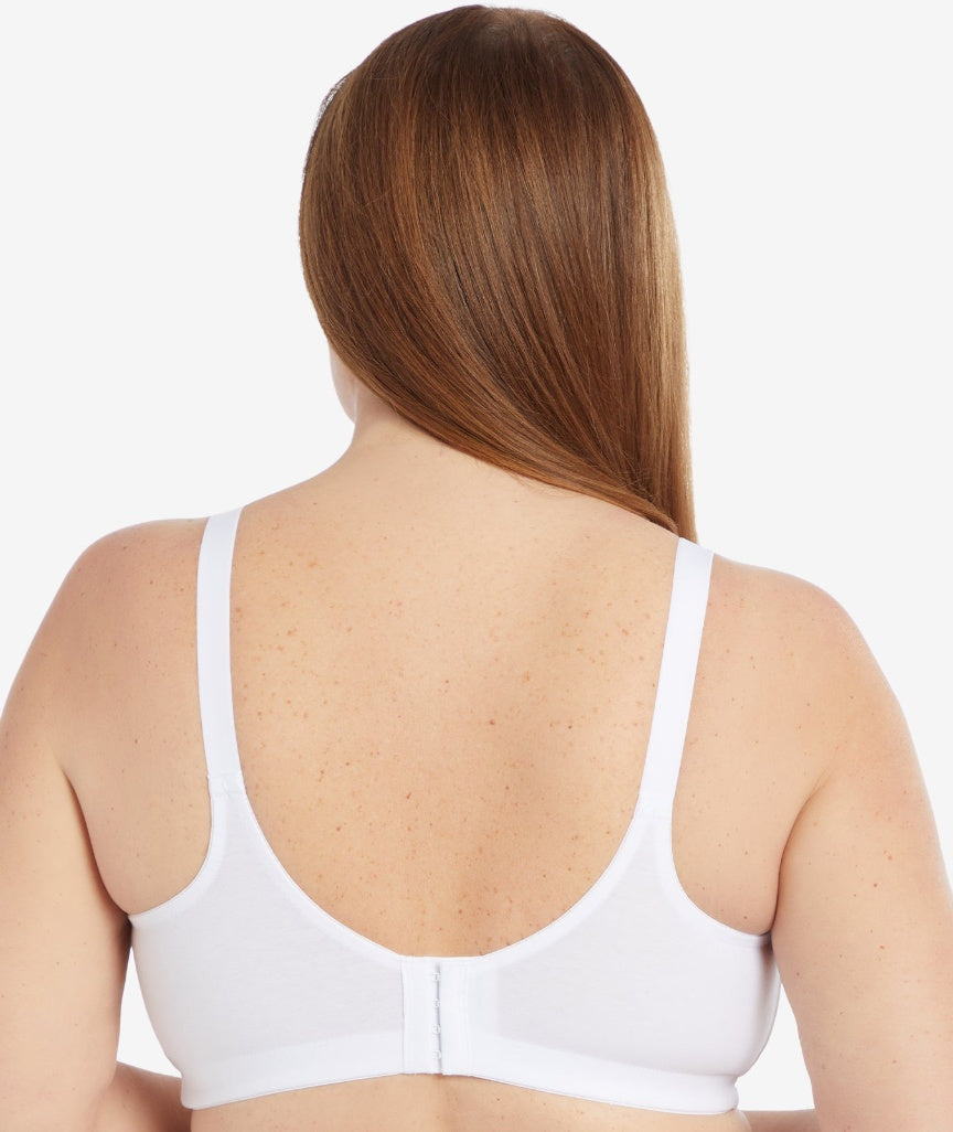 Leading Lady The Camille Wireless Soft-Cup Cotton Bra with Lace - White