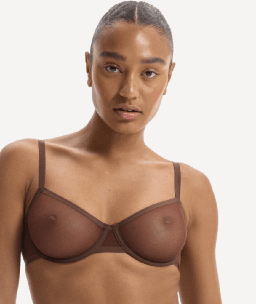 Nala Mesh Balconette Bra - Chocolate Mousse