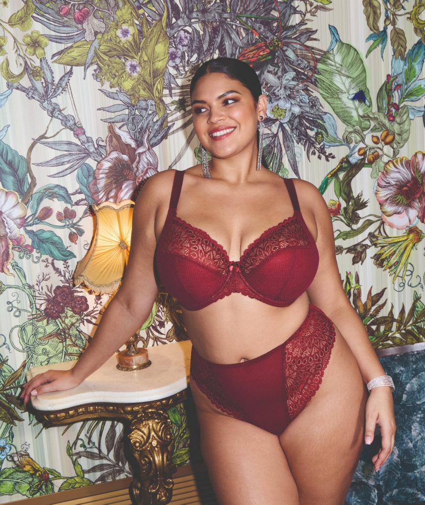 Elomi Tiernie Underwire Stretch Plunge Bra - Tibetan Red